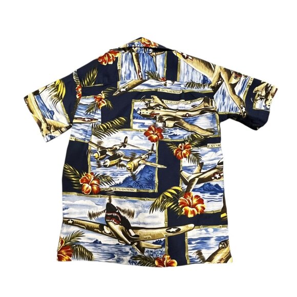 Boys  WWII Aircraft‎ Aloha Hawaiian Shirt Size 4 RLC Made in Hawaii USA - Picture 2 of 7